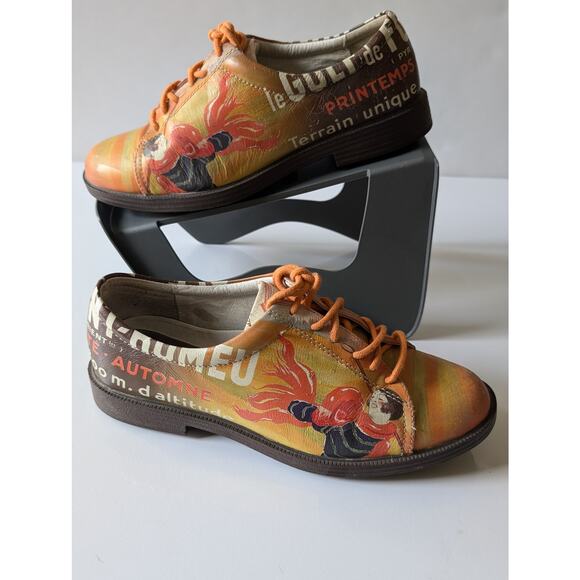ICON Jolie-480 "Chemins de Fer" Colorful Leather Golf Walking Shoes Women's 6.5‎ - Picture 1 of 12